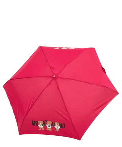 Moschino Supermini Bears With Logo Umbrella In Violet