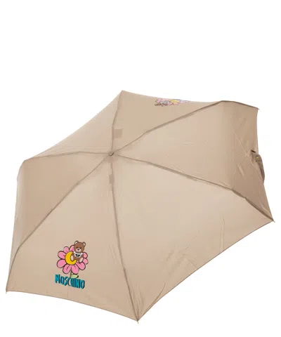 Moschino Supermini Flower Bear Umbrella In Beige