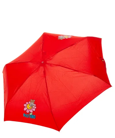 Moschino Supermini Flower Bear Umbrella In Red