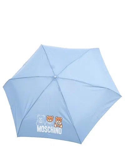 Moschino Supermini Scribble Bear Umbrella In Lightblue