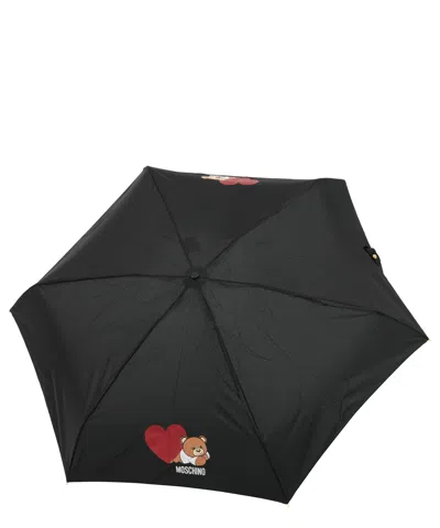 Moschino Supermini Teddy Heart Umbrella In Black