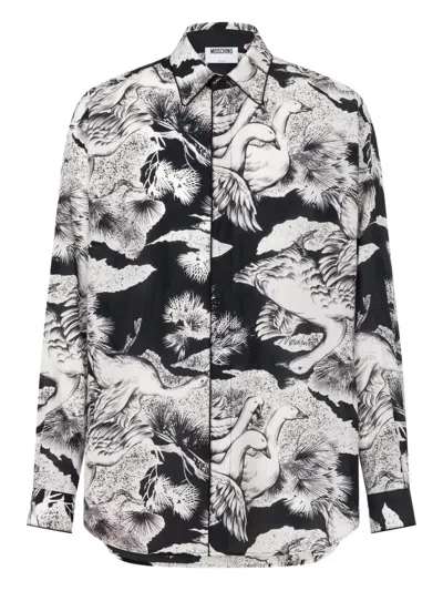 Moschino Swan-print Shirt In Multi