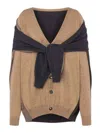Moschino Double-sleeve Wool Cardigan In Beige