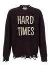Moschino Distressed Ribbed Sweater With Cuffs And Hem In Black