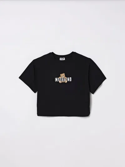Moschino Kids' Teddy Logo T-shirt In Black