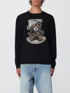 Moschino Bear Embroidered Crewneck Sweater In Black