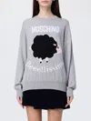 Moschino Grey Wool Sweater With Intarsia Logo In Gray