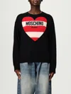 Moschino Heart Graphic Knit Sweater With Crew Neckline In Multi