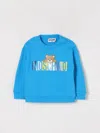Moschino Light Blue Sweatshirt For Baby Boy With Teddy Bear In Blue