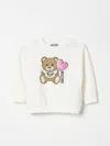 Moschino Ivory Sweatshirt For Baby Girl With Teddy Bear In Weiss