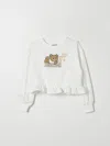 Moschino Felpa Con Rouches E Stampa Teddy Bear In Weiss