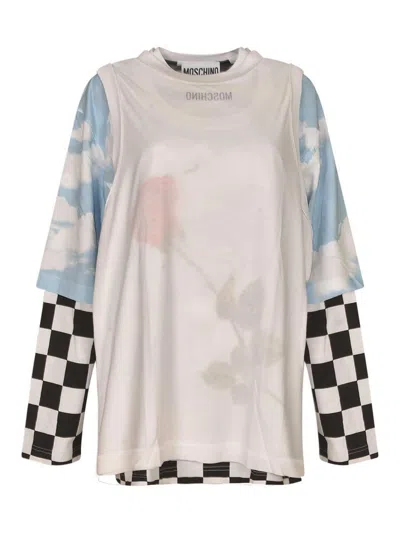 Moschino Lightweight Print Jersey T-shirt In Gray