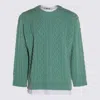 Moschino Cable Knit Crewneck Sweater In Green