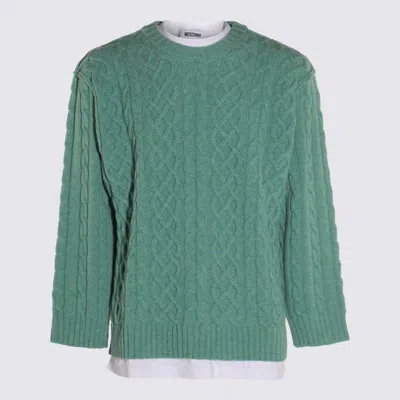 Moschino Cable Knit Crewneck Sweater In Green