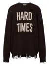 Moschino Distressed Ribbed Sweater With Cuffs And Hem In Black