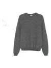 Moschino Ribbed Crewneck Sweater Long Sleeves In Gray