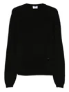 Moschino Soft Ribbed Crewneck Knitwear With Long Sleeves In Black
