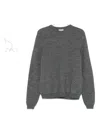 Moschino Ribbed Crewneck Sweater Long Sleeves In Gray
