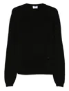 Moschino Soft Ribbed Crewneck Knitwear With Long Sleeves In Black