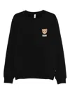 Moschino Graphic Print Crew Neck Sweater With Embroidery In Black