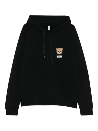 Moschino Hooded Long Sleeve Knit Sweater In Black
