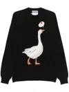Moschino Graphic Print Crewneck Sweater With Ribbed Finish In Black