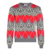 Moschino Ribbed Crewneck Sweater Graphic Pattern In Red