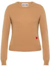 Moschino Heart-motif Crew-neck Jumper In Brown