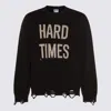 Moschino Distressed Ribbed Sweater With Cuffs And Hem In Black