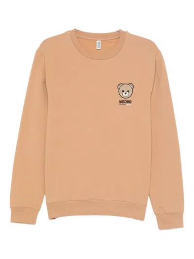 Moschino Graphic Print Long Sleeve Crew Neck Sweater In Pink