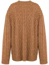 Moschino Cable-knit Virgin-wool Jumper In Brown