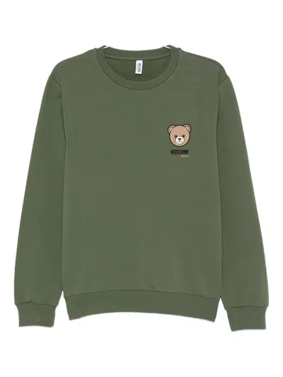 Moschino Graphic Print Crew Neck Long Sleeve Sweater In Green