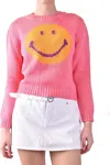 Moschino Couture! Crew Neck Smiley Cotton Sweater In Multicolor