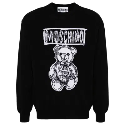 Moschino Logo Intarsia Sweater Sweater, Cardigans In Black