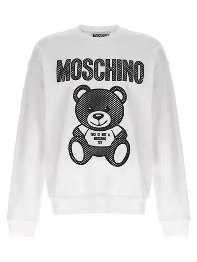 Moschino Teddy Bear Logo-print Sweatshirt In White