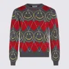 Moschino Ribbed Crewneck Sweater Graphic Pattern In Multi