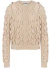 Moschino Ruffled Wool Blend Cardigan In White