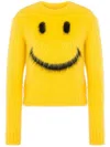 Moschino Mohair Blend Knit Crewneck Sweater In Yellow