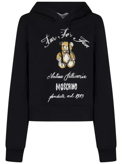Moschino Teddy Bear-motif Hoodie In Black