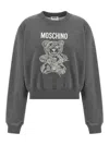 Moschino Cropped Teddy Sweatshirt With Textured Graphic In Gray
