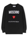 Moschino Embroidered-slogan Cotton Sweatshirt In Nero