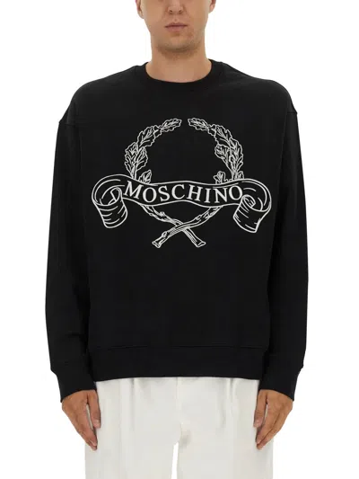 MOSCHINO SWEATSHIRT WITH LAUREL CROWN LOGO EMBROIDERY