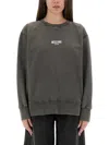 Moschino Relaxed Fit Cotton Sweatshirt With Front Logo In Gray