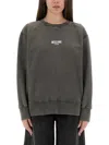 Moschino Crew Neck Graphic Print Knitwear In Gray