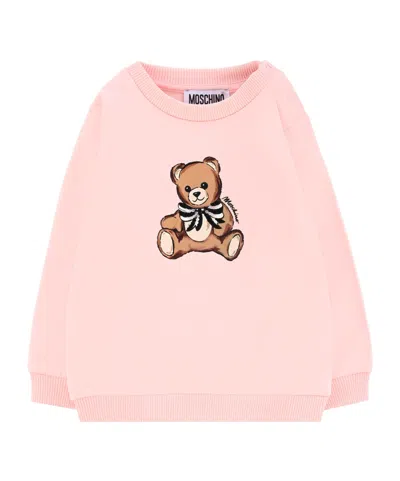 Moschino Kids' Sweatshirt With Teddy Bear In Pink