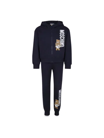 Moschino Kids' Sweatshirt W/zip + Pants In Blue