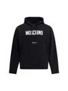 Moschino Cotton Hoodie With Drawstrings And Kangaroo Pocket In Black