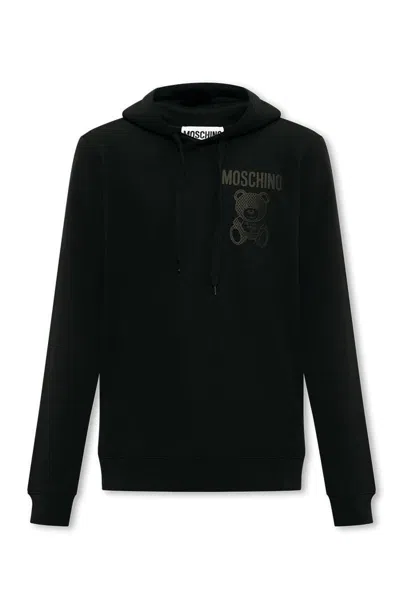 Moschino Teddy Bear-print Cotton Hoodie In Black