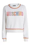 Moschino Crewneck Sweatshirt With Embroidered Logo And Scalloped Trim In White