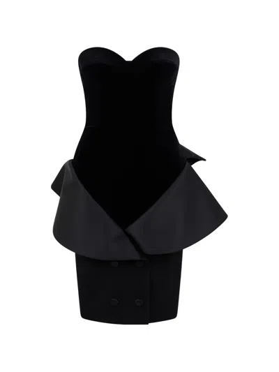 Moschino Sweetheart-neck Draped Mini Dress In Black
